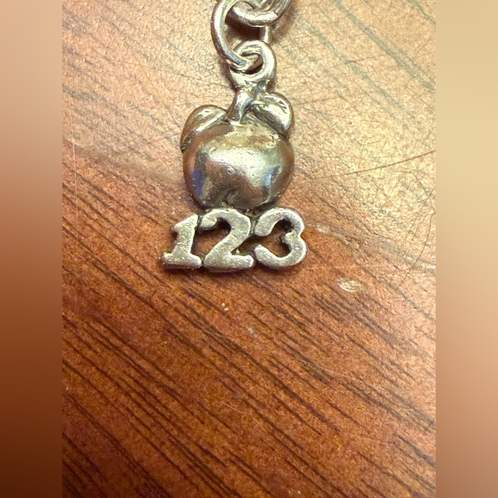 Retired James Avery 925 Silver 123 Apple Charm Pendant Bracelet